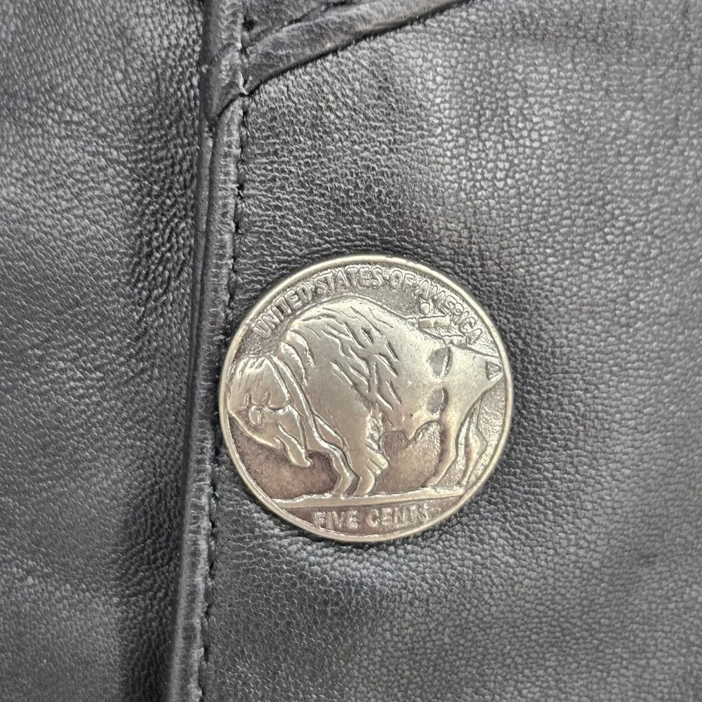 NWT Scully Lambskin Leather Vest Mens XL Buffalo Nickel Snap Biker Western Black